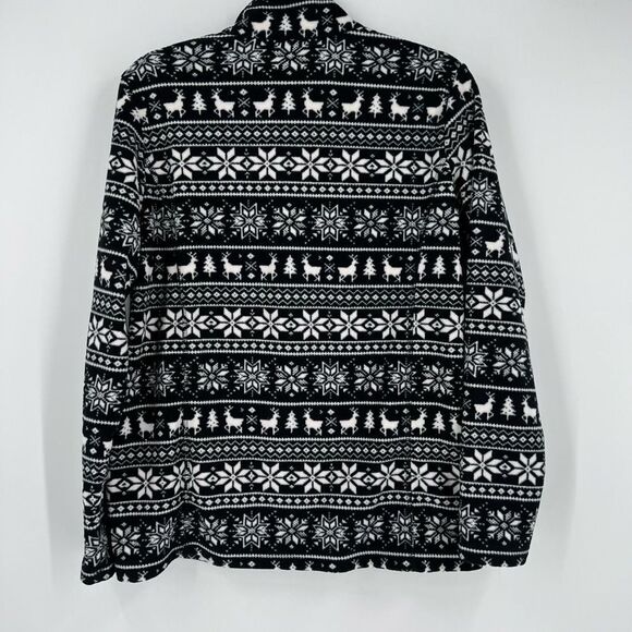 Lands’ End Fleece Snowflake Winter Quarter Zip Pullover Sweater - Picture 4 of 5